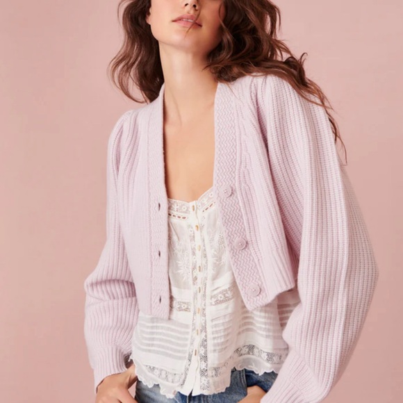 LOVE SHACK FANCY AVIGNON V NECK CARDIGAN